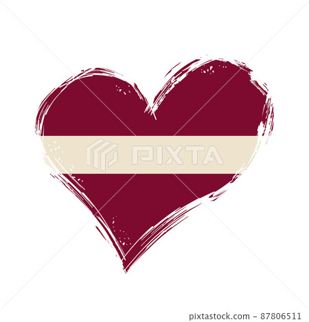Latvian flag heart-shaped grunge background. Vector illustration. 87806511