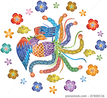 沖繩傳統工藝琉球紅形鳳凰圖案 沖繩傳統工藝琉球紅形鳳凰圖案 87806516