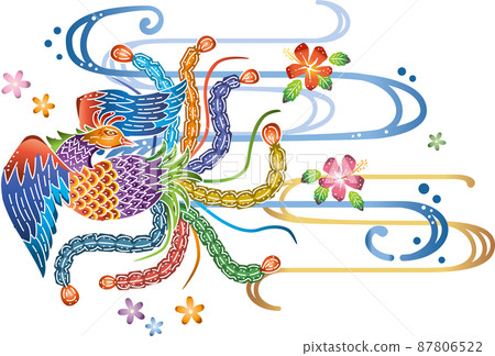 沖繩傳統工藝琉球紅形鳳凰圖案 沖繩傳統工藝琉球紅形鳳凰圖案 87806522