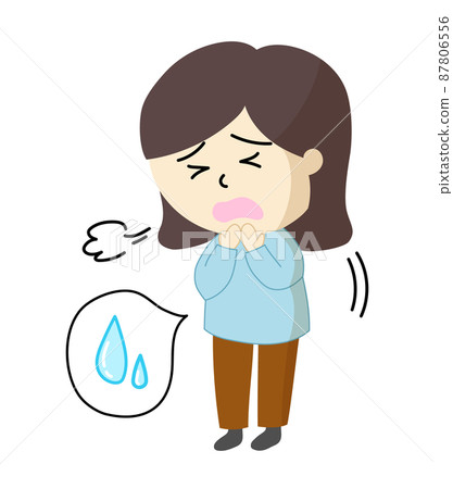 A woman worried about urine leakage due to... - Stock Illustration ...