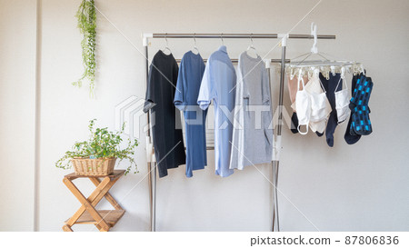 洗衣房烘乾(口罩、襯衫等)。雨季的形象 洗衣房烘乾(口罩、襯衫等)。雨季的形象 87806836