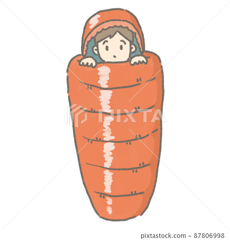 Illustration of sleeping in a sleeping bag - Stock Illustration ...