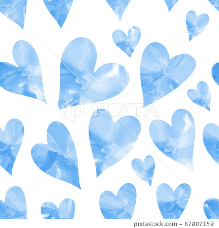 Seamless texture with blue watercolor hearts Seamless texture with blue watercolor hearts 87807159