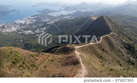 long hiking trails on the peak, Wan kuk shan landscape in Sai Kung, Hong Kong 87807365
