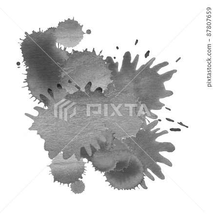Watercolor blots background. Grunge black splash background. 87807659