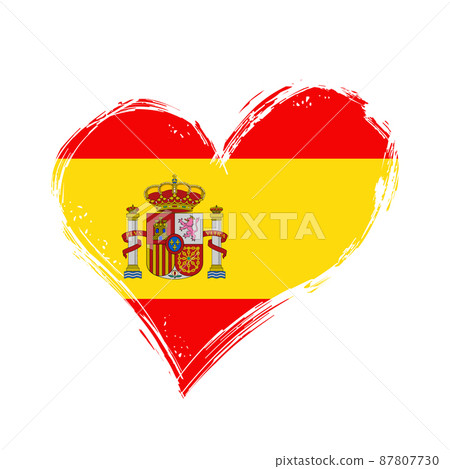 Spanish flag heart-shaped grunge background. Vector illustration. Spanish flag heart-shaped grunge background. Vector illustration. 87807730