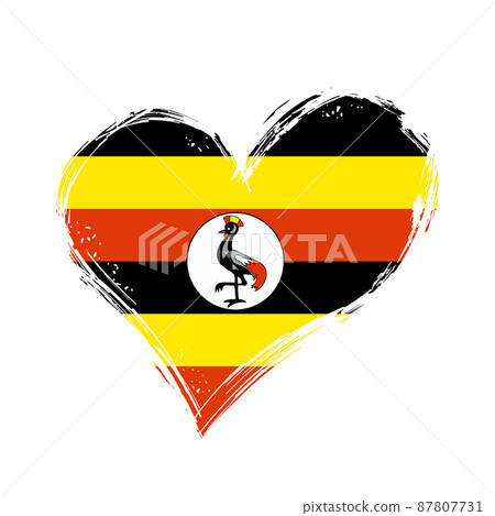 Ugandan flag heart-shaped grunge background. Vector illustration. Ugandan flag heart-shaped grunge background. Vector illustration. 87807731