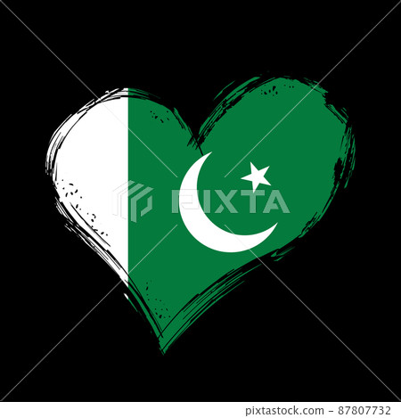 Pakistani flag heart-shaped grunge background. Vector illustration. Pakistani flag heart-shaped grunge background. Vector illustration. 87807732