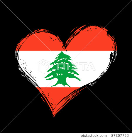 Lebanese flag heart-shaped grunge background. Vector illustration. Lebanese flag heart-shaped grunge background. Vector illustration. 87807733