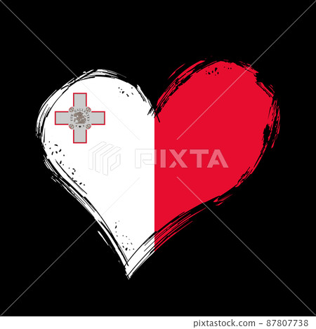 Maltese flag heart-shaped grunge background. Vector illustration. 87807738