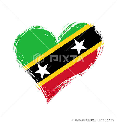 Saint Kitts and Nevis flag heart-shaped grunge background. Vector illustration. 87807740