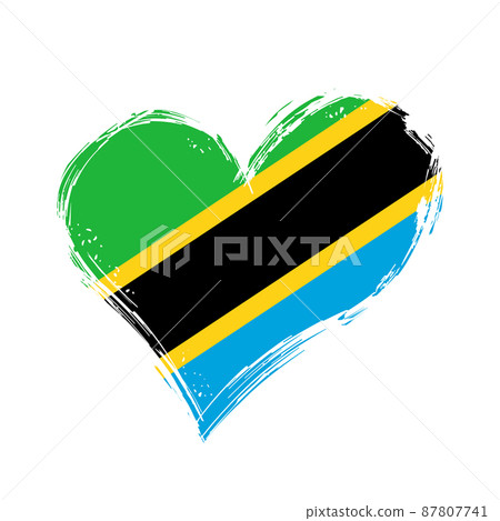 Tanzanian flag heart-shaped grunge background. Vector illustration. Tanzanian flag heart-shaped grunge background. Vector illustration. 87807741