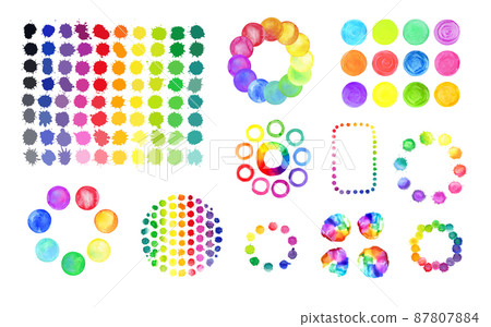 Watercolor rainbow frame. Watercolor rainbow frame. 87807884