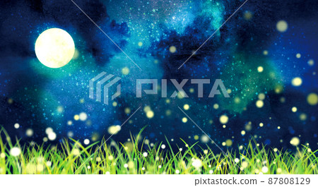 Firefly shining in the moonlit night background material 87808129