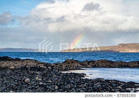 Beautiful rainbow above Crohy Head - County Donegal Ireland. 87808160