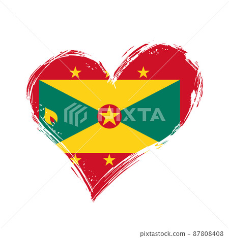 Grenada flag heart-shaped grunge background. Vector illustration. Grenada flag heart-shaped grunge background. Vector illustration. 87808408