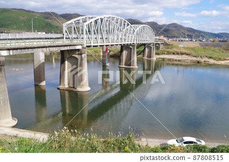A view of the Iwaibashi bridge over the river A view of the Iwaibashi bridge over the river 87808515