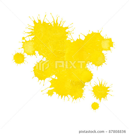 Yellow watercolor painted stains set 87808836