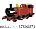 British steam locomotive red illustration 87808871