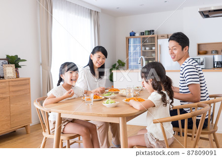 Young family dining at the dining room 87809091