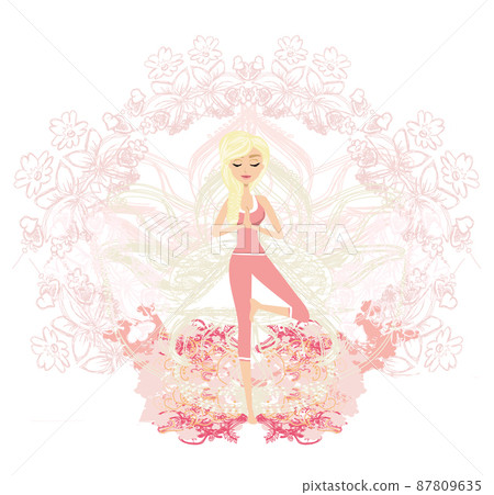 woman in a traditional yoga pose - artistic banner 87809635