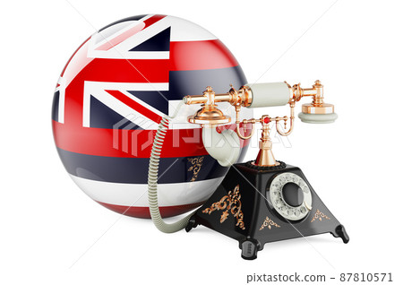 Phone with Hawaiian flag. Communication services in Hawaii, concept. 3D rendering Phone with Hawaiian flag. Communication services in Hawaii, concept. 3D rendering 87810571