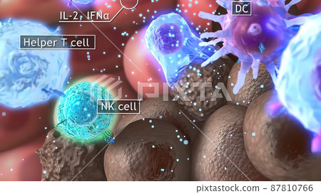 3D medical illustration cytotoxic T cell and... - Stock Illustration ...