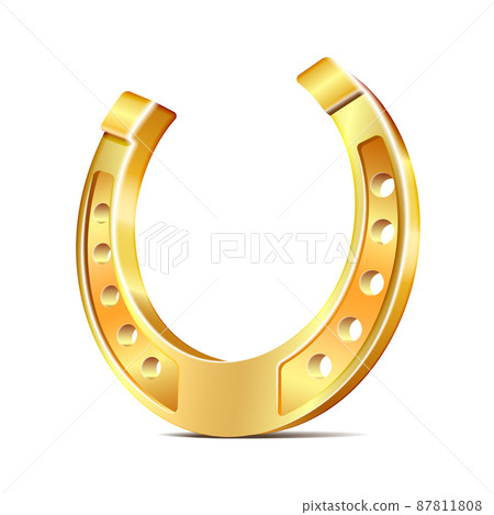 Golden horseshoe, lucky St. Patricks day symbol. Good luck sign Golden horseshoe, lucky St. Patricks day symbol. Good luck sign 87811808