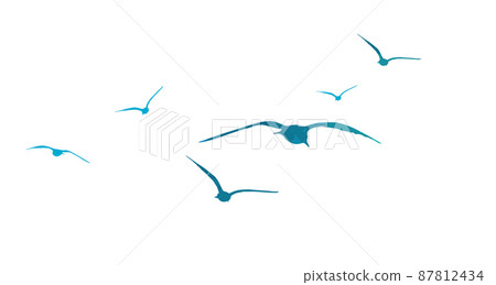 Blue flying seagulls. Vector illustration 87812434