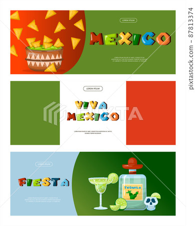 Traditional Mexican food banner. vector cartoon illustration. Mexican street, restaraunt and homemade food and drinks icons for ethnic menu. Cinco de mayo Traditional Mexican food banner. vector cartoon illustration. Mexican street, restaraunt and homemade food and drinks icons for ethnic menu. Cinco de mayo 87813374