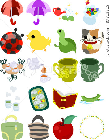 Cute icons of various miscellaneous goods Cute icons of various miscellaneous goods 87813515