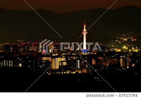 Night view of Kyoto city and Kyoto Tower from the precincts of Kodaiji Temple Night view of Kyoto city and Kyoto Tower from the precincts of Kodaiji Temple 87813768