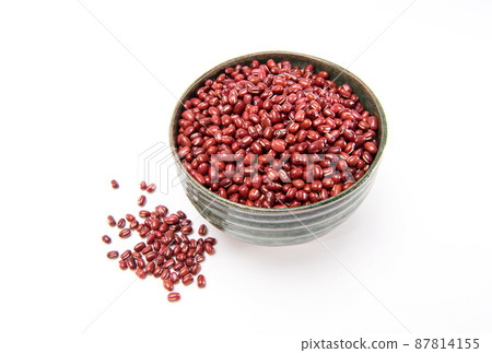 Japanese red beans in bowl isolated on white background Japanese red beans in bowl isolated on white background 87814155