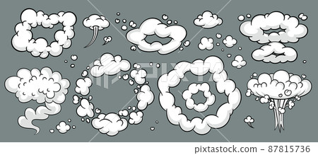 Comic cloud or smoke, cartoon vector motion effects, and explosions Comic cloud or smoke, cartoon vector motion effects, and explosions 87815736