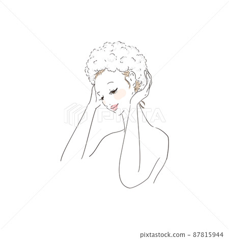 美麗的女人洗她的頭髮 美麗的女人洗她的頭髮 87815944