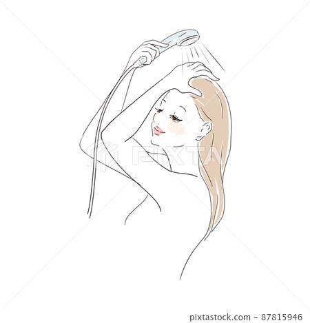 美麗的女人洗她的頭髮 美麗的女人洗她的頭髮 87815946