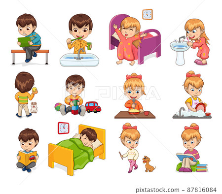 Little Boy and Girl Collection Vector Illustration Little Boy and Girl Collection Vector Illustration 87816084
