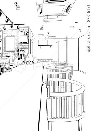 卡通風格鋼筆繪圖插圖 store_bar 87816151