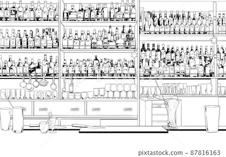 Cartoon style pen drawing illustration store_bar 87816163