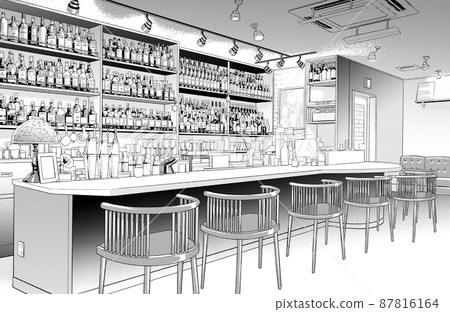 Cartoon style pen drawing illustration store_bar Cartoon style pen drawing illustration store_bar 87816164