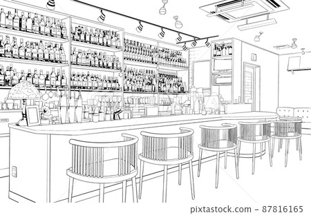 Cartoon style pen drawing illustration store_bar 87816165
