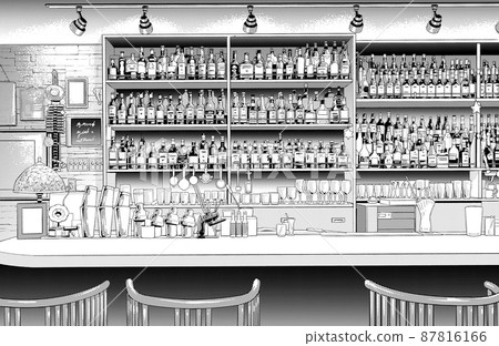 Cartoon style pen drawing illustration store_bar 87816166