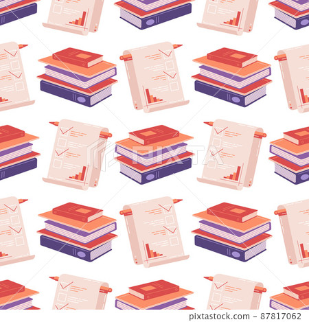 Checklist and books. Seamless pattern. Flat vector illustration. 87817062