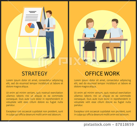 Strategy and Office Work Set Vector Illustration Strategy and Office Work Set Vector Illustration 87818659
