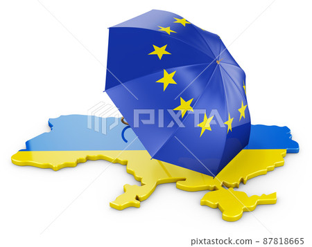 Umbrella on the map of Ukraine 87818665