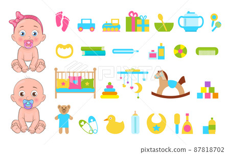 Baby s Toys Collection Icons Vector Illustration 87818702