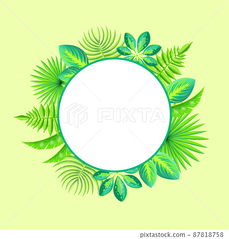 Tropical Banner Spare Place for Text, Round Frame Tropical Banner Spare Place for Text, Round Frame 87818758