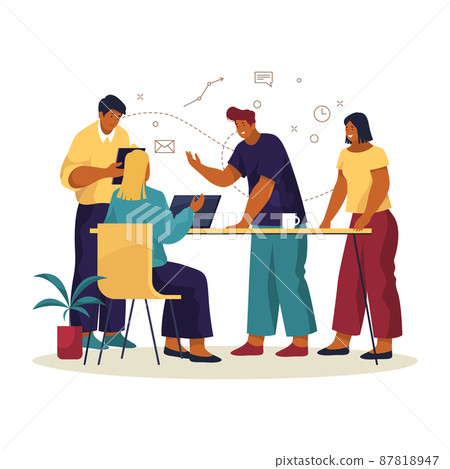 Business conference or team brainstorm, vector banner 87818947