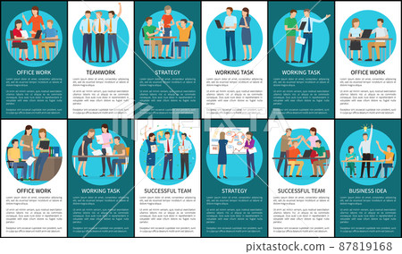 Teamwork and Strategy Set Vector Illustration Teamwork and Strategy Set Vector Illustration 87819168