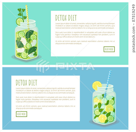 Detox Diet Pages Collection Vector Illustration Detox Diet Pages Collection Vector Illustration 87819249
